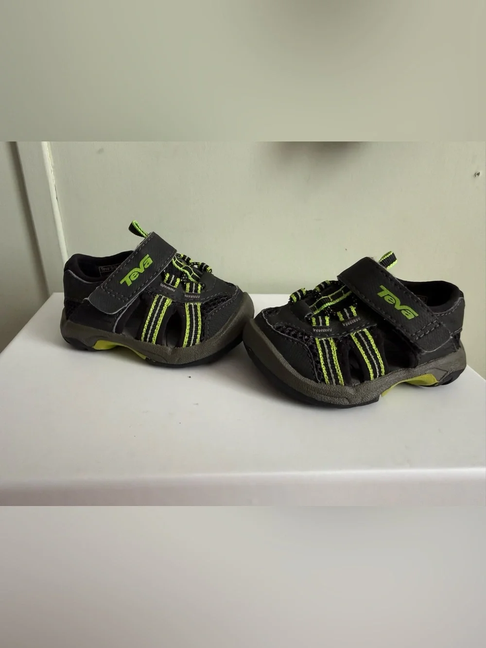 Teva Kids Black with Neon Green Trim